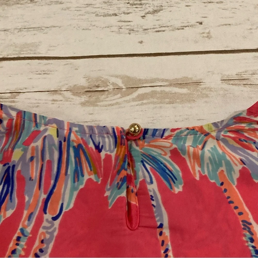 Lilly Pulitzer Girls Cover Up Caftan Tunic Nice Stems Flamingo Pink Youth Large
